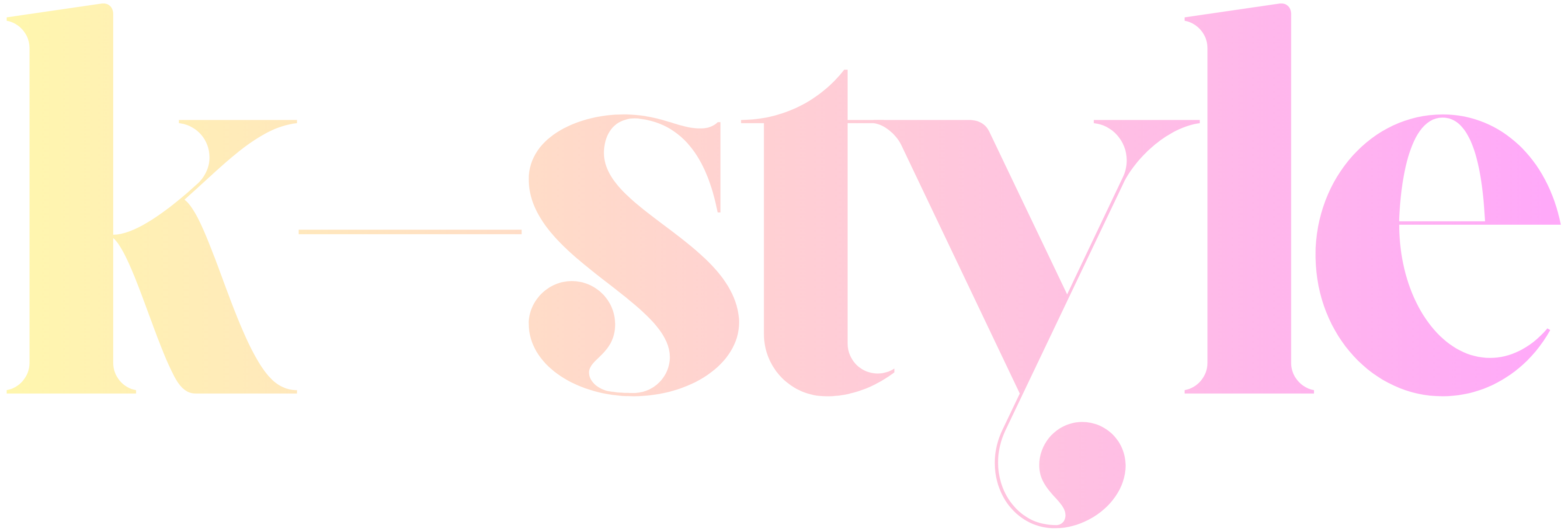 Pastel-colored 'k-style' logo on a white background