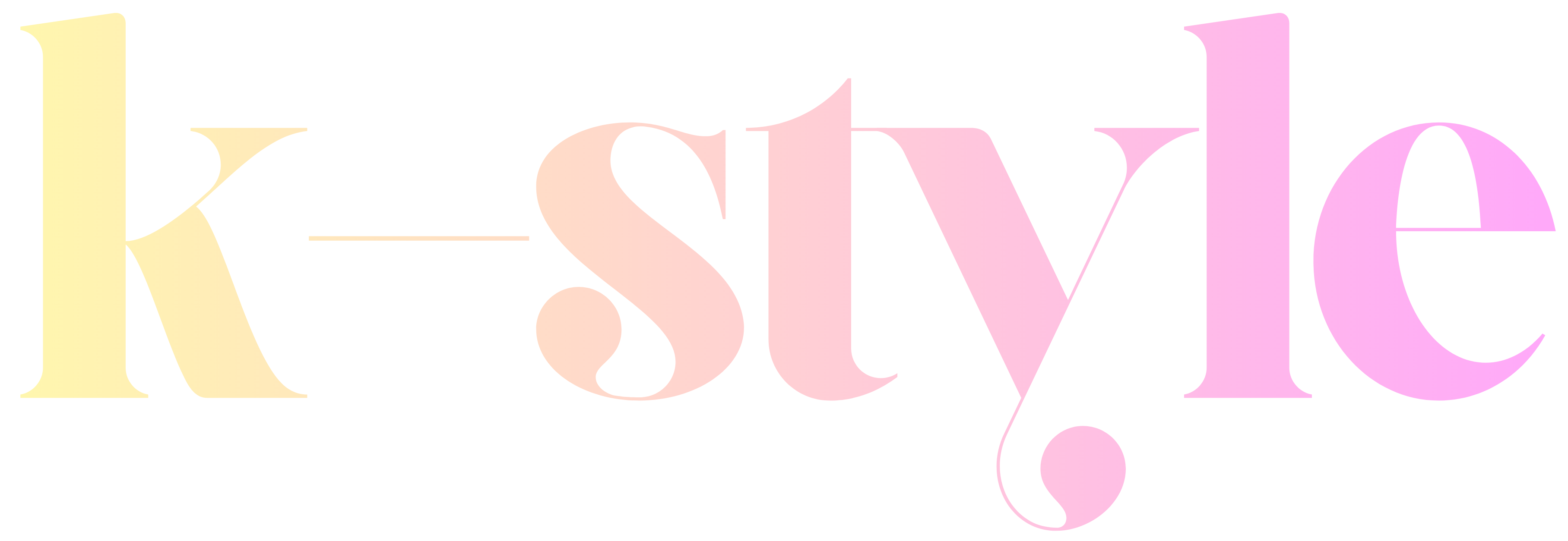 Pastel-colored 'k-style' logo on a white background